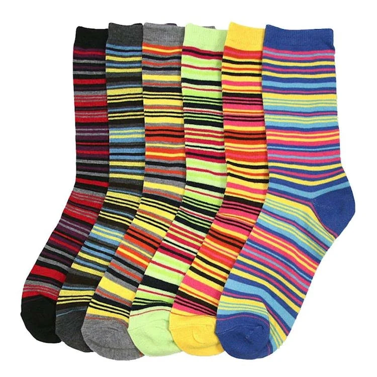 Women's Crew Socks - Assorted Striped Size 9-11 1
