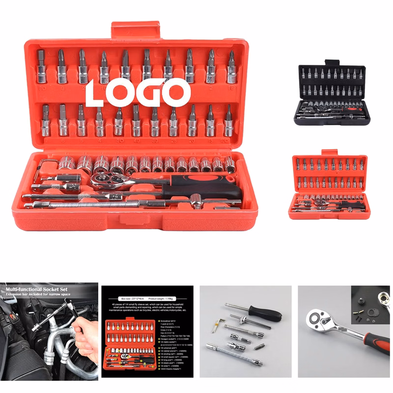 46 Pieces 1/4 inch Drive Socket Ratchet Wrench Set