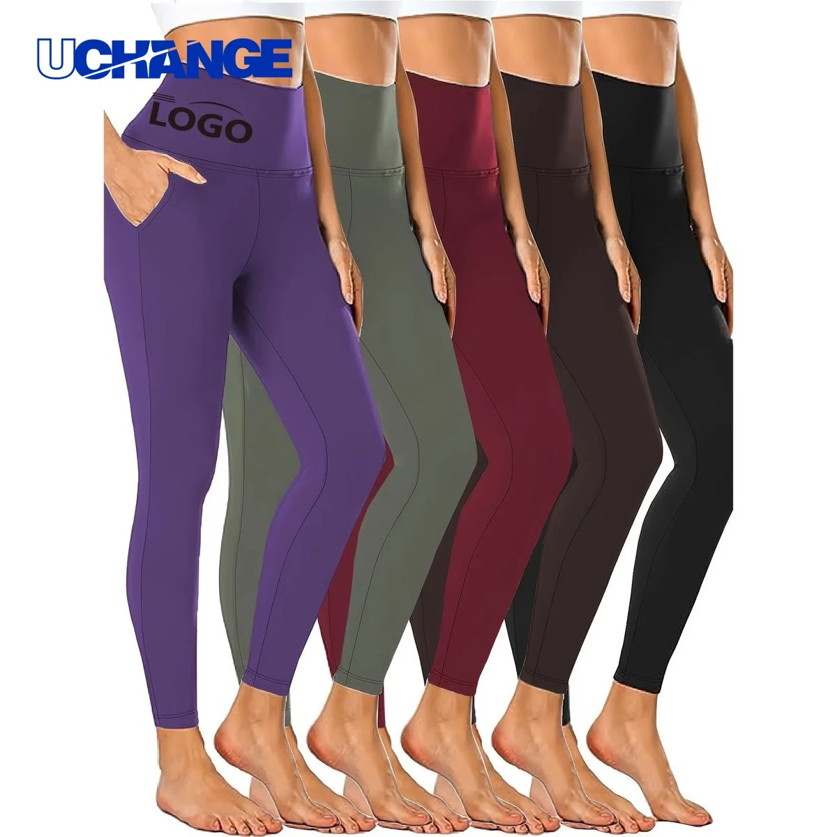 Premium High-Waisted Leggings Pockets Yoga Pants Breathe Apparel 1