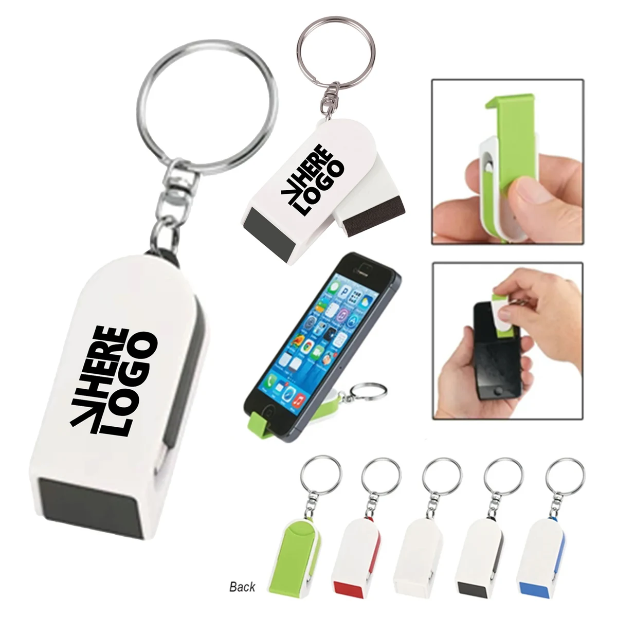 MOQ 20 Phone Stand Screen Cleaner Combo Key Tag 1