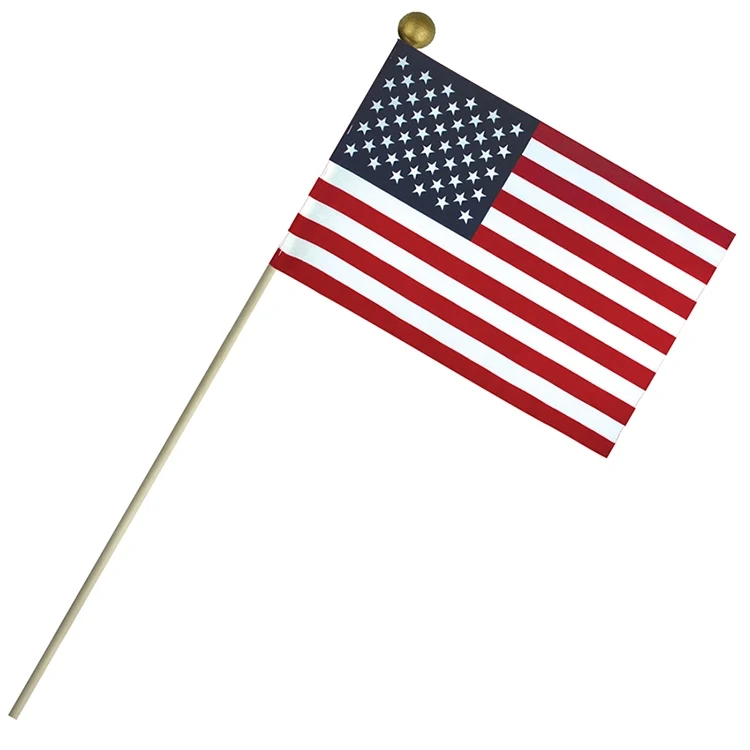 6'' X 9" Economy Cotton U.S. Stick Flag On 18" Wooden Dowel 1