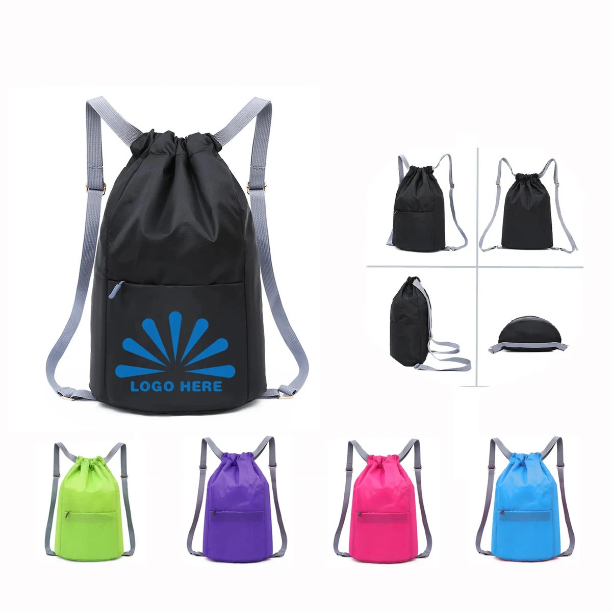 Custom Drawstring Backpack Sports Bag Lightweight Waterproof 1