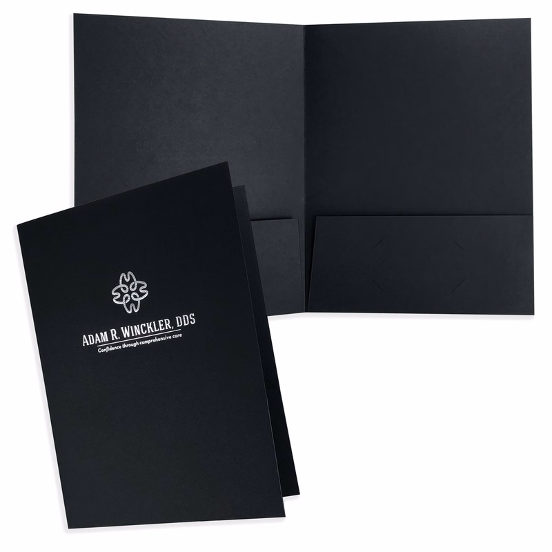 Quick Ship Foil Stamped Linen Pocket Folders