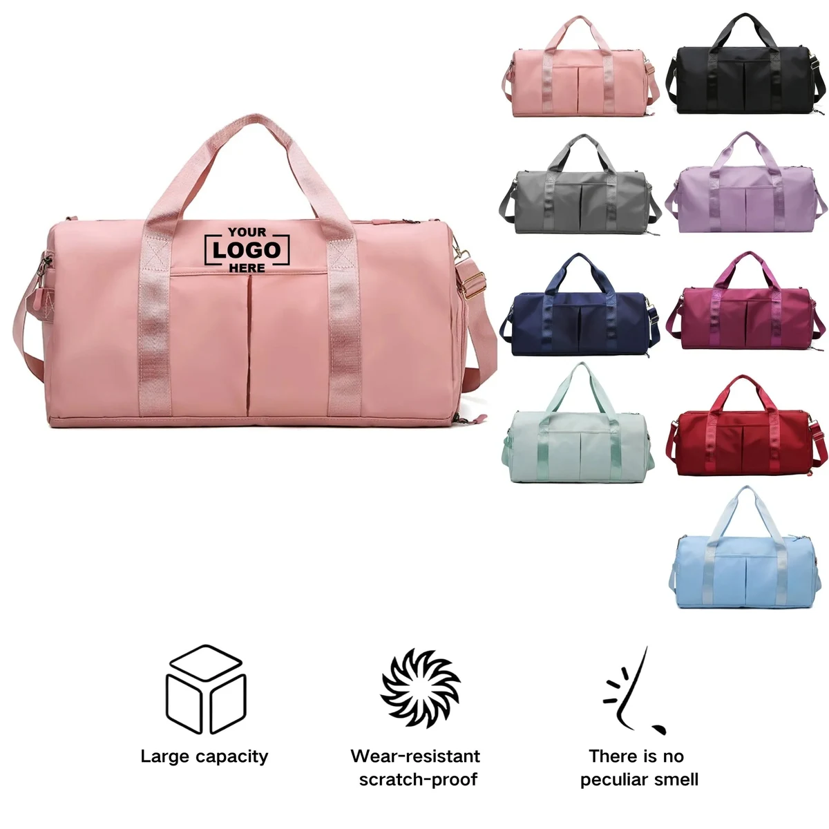 Durable tear-resistant nylon gym bag with reinforced metal z 1
