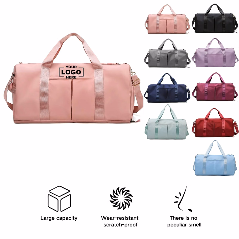 Durable tear-resistant nylon gym bag with reinforced metal z