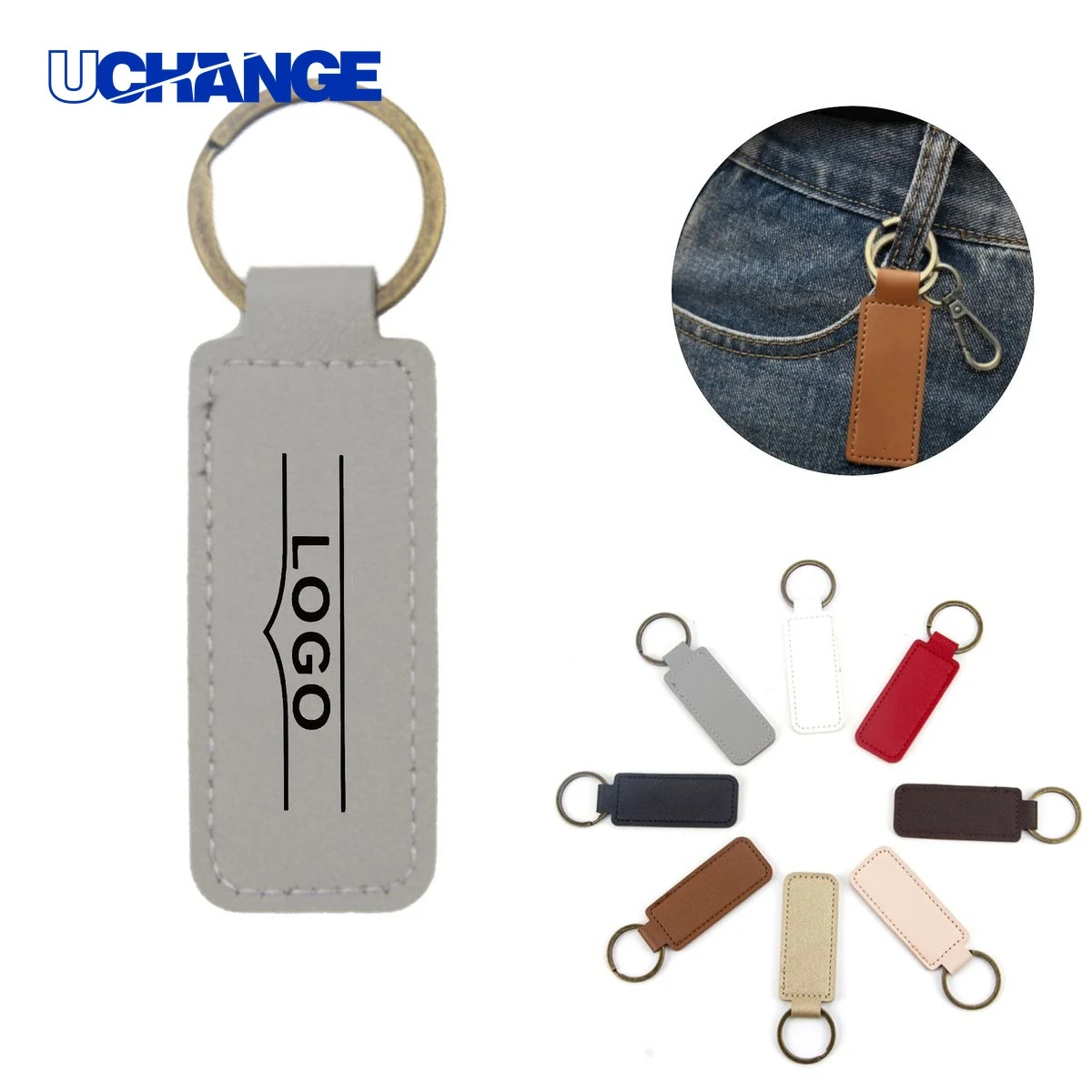Leather Square Keychain 1