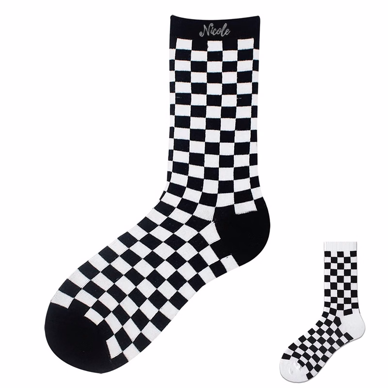 Unisex Stylish Black and White Checkered Socks