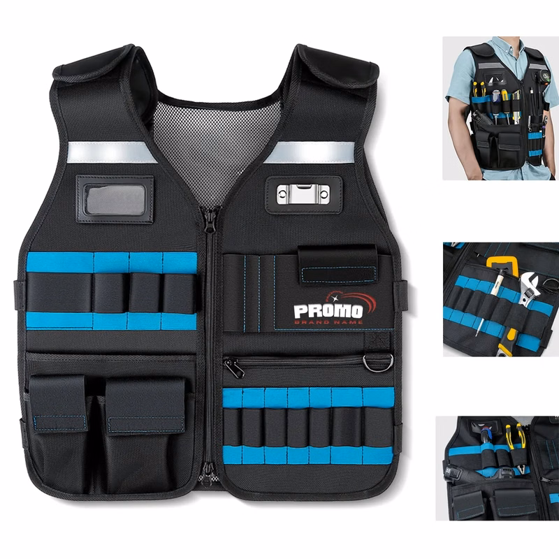 Multi-Pocket Tool Vest Reflective Hardware Safety Clothes