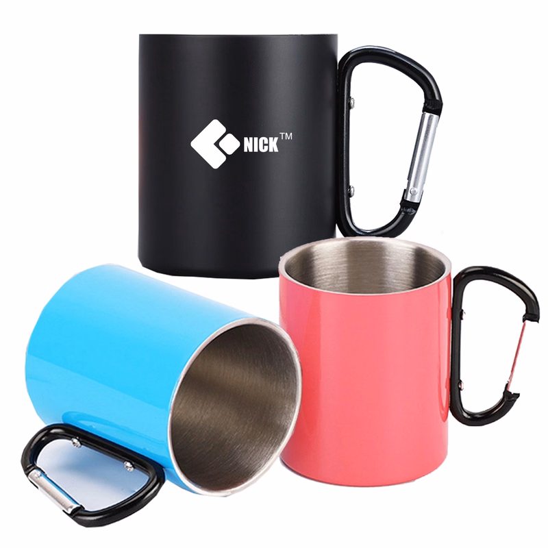 10 Oz Stainless Steel Coffee Mug With Carabiner Handle