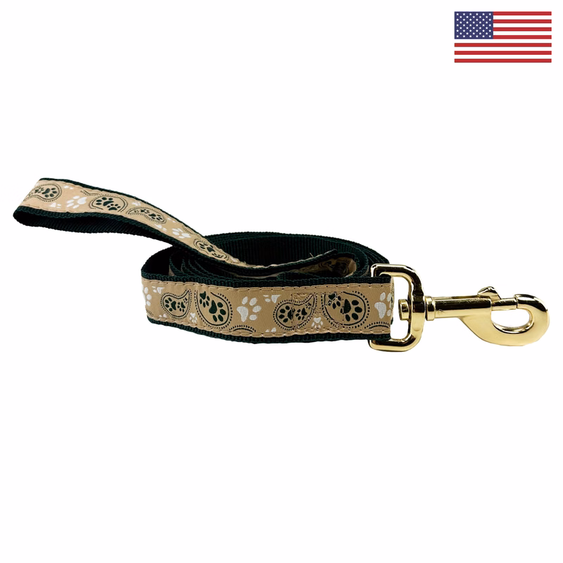 1" X 72" Woven Leash w/ Gold Colored Hardware - "Elite" Weave