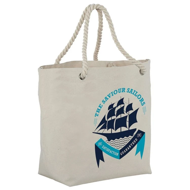 Nautical Rope Handle Tote, custom tote bag with logo imprint 1