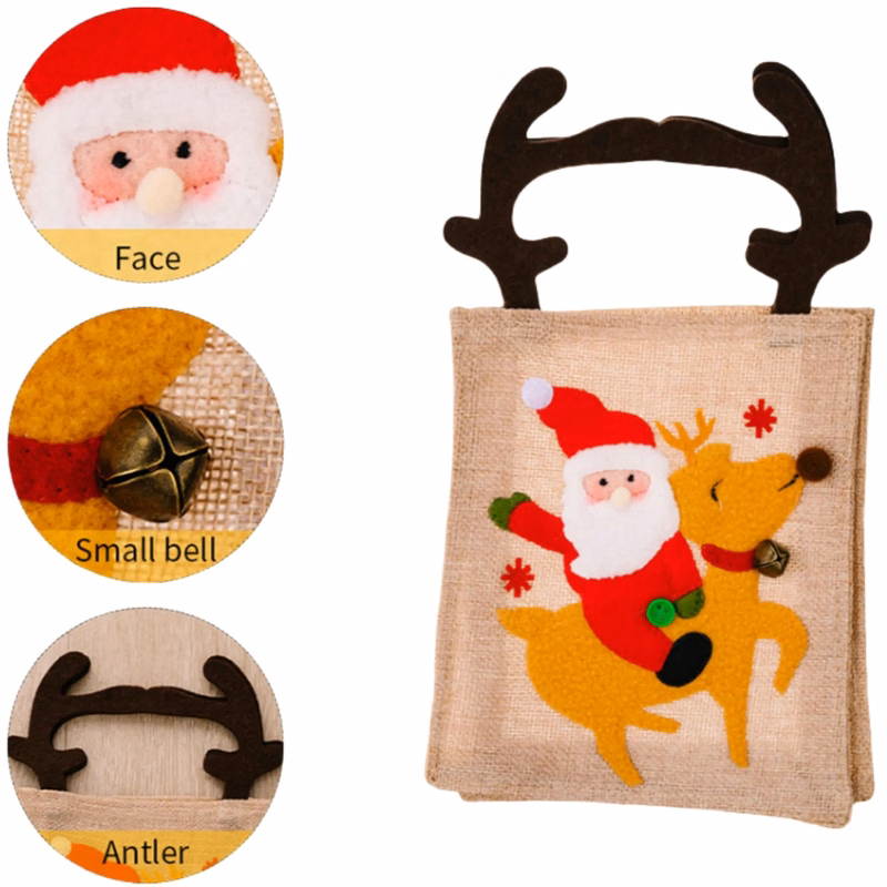 Christmas Themed Striped Tote Bag