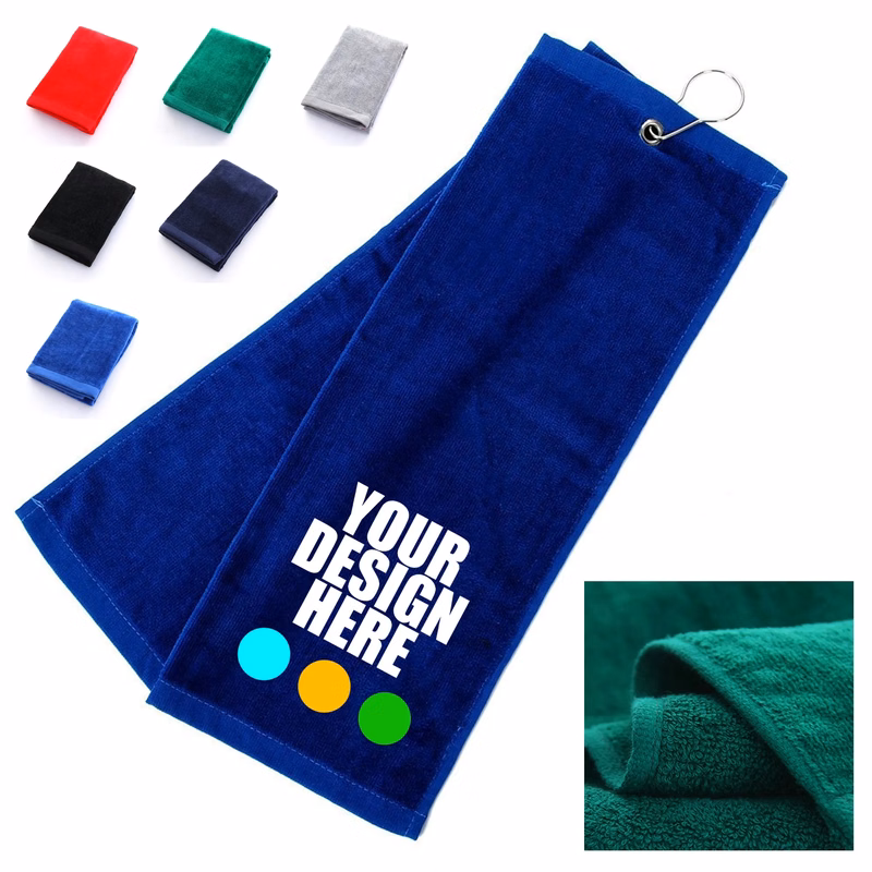Golf Tri-Fold Cotton Towel W/ Clip