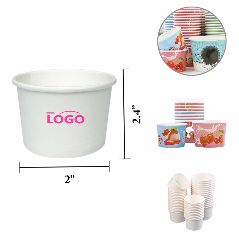 MOQ2500 Ice Cream Paper Bowls Disposable Yogurt Cups