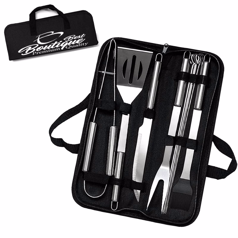 9 Packs Stainless Steel BBQ Grill Tool Set With Storage Bag