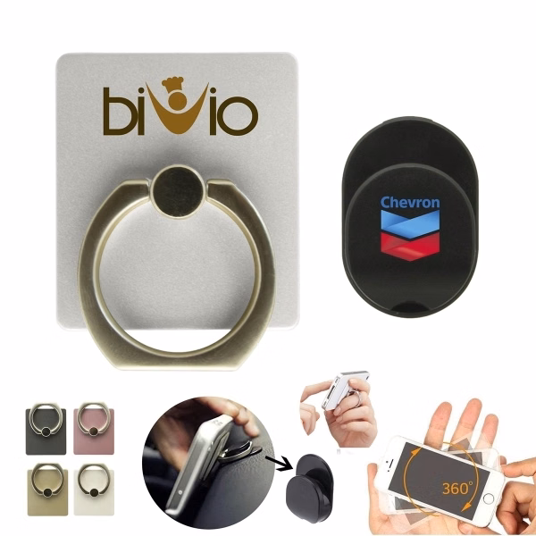 Custom 2-in-1 Metal Phone Ring Stand, 360-Degree Rotatable — Multi-Use Travel Promo