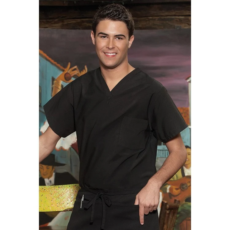 Black V-Neck Pullover Chef's Utility Shirt 1