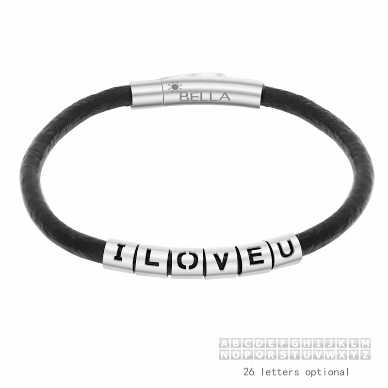 Letter Leather Rope Bracelet for Men