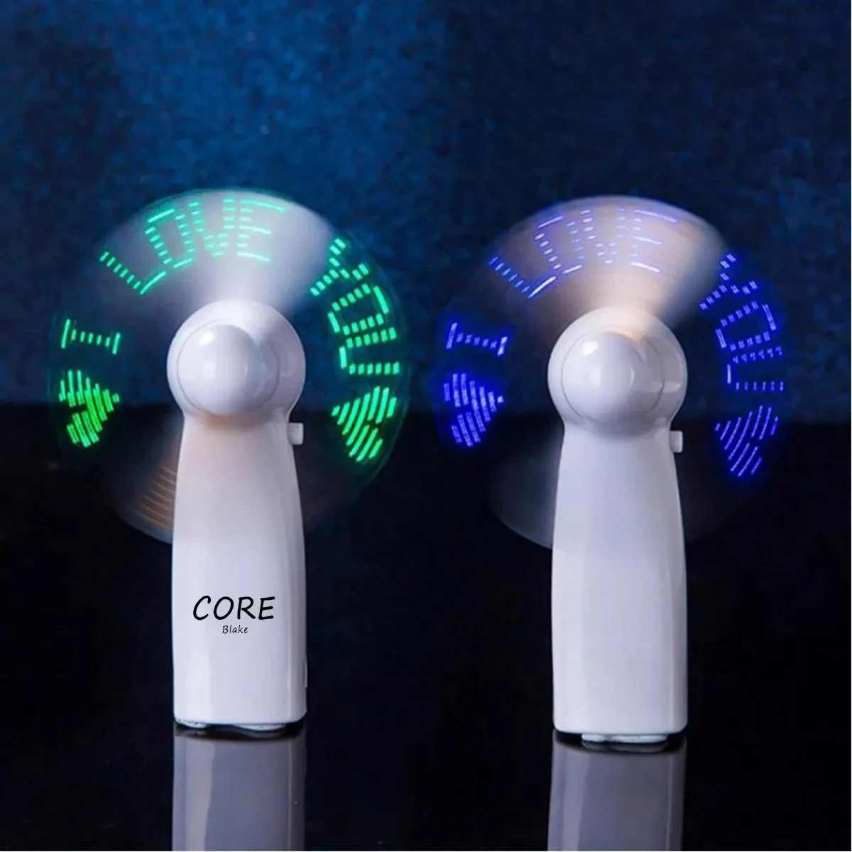 Pre-Programmed Message Mini Fans with LED Words 1