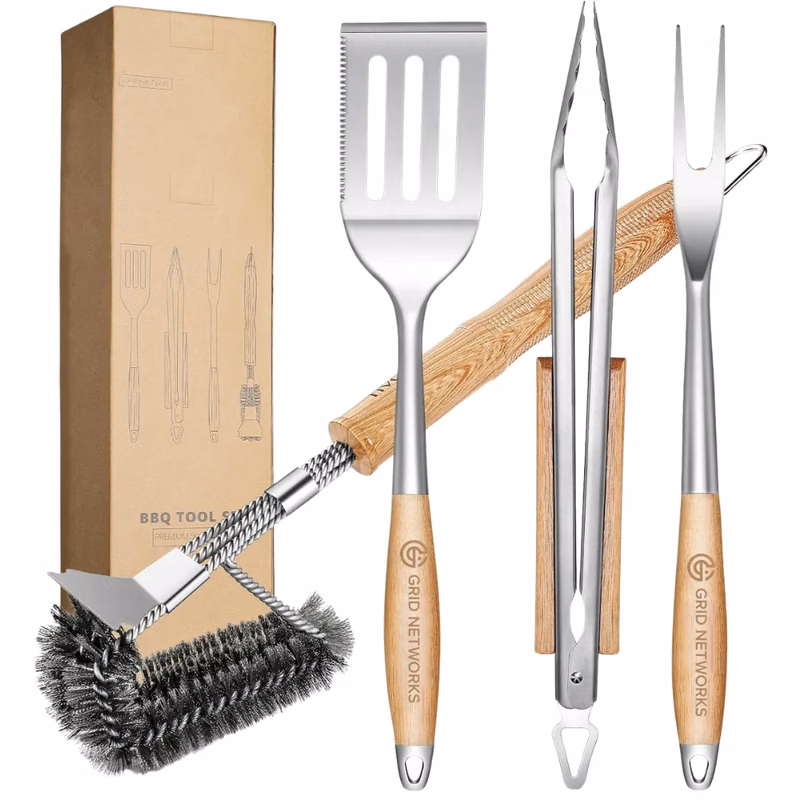 4-Piece Heavy-Duty BBQ Tools Set