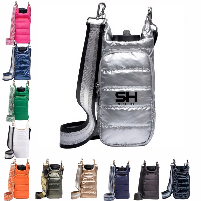 Crossbody Water Bottle Cooler Bag with Adjustable Strap