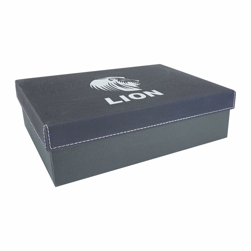 9 3/4" x 7" Black/Silver Leatherette Gift Box