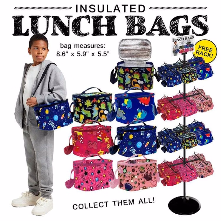 Insulated Kids Lunch Bags Assorted Colors