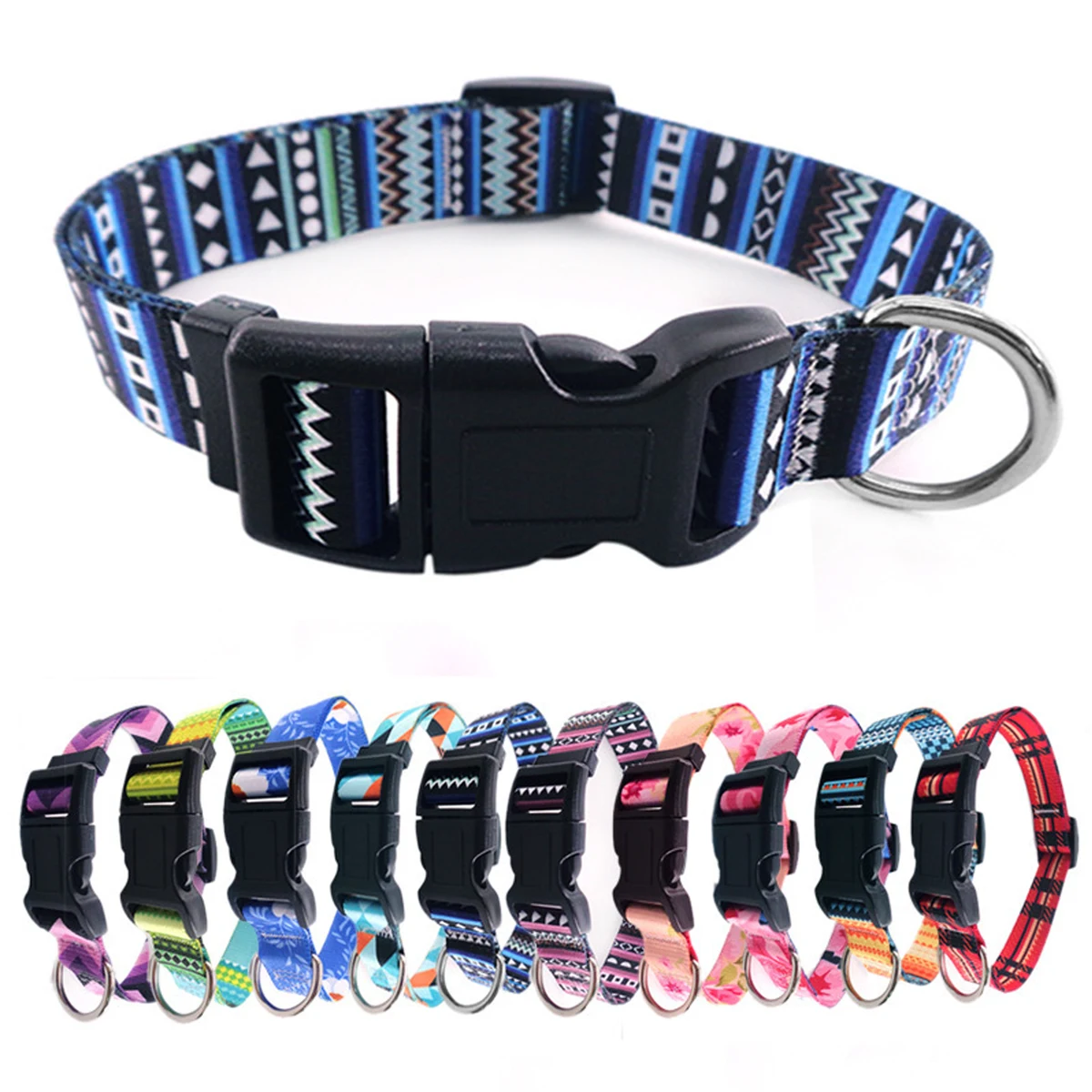 Adjustable Polyester Pet Collar With Buckle Release 1