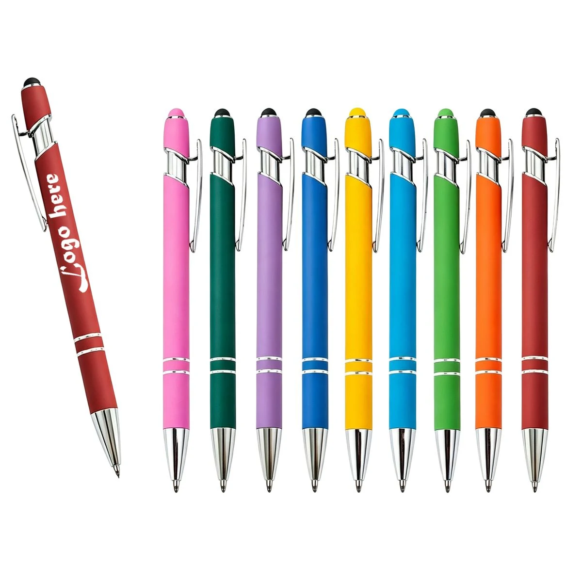 Spray Coated Aluminum Retractable Ballpoint Pen, custom pen with logo imprint 1