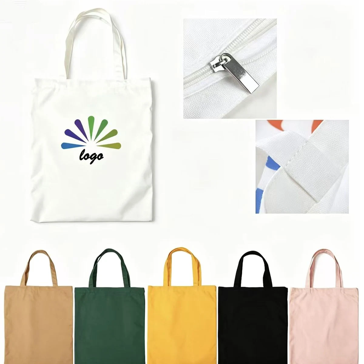 Multi Color Logo Printing Poly Cotton Canvas Tote Bag, custom tote bag with logo imprint 1