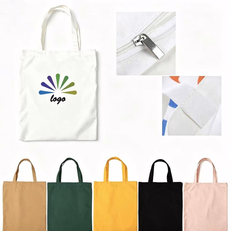 Multi Color Logo Printing Poly Cotton Canvas Tote Bag