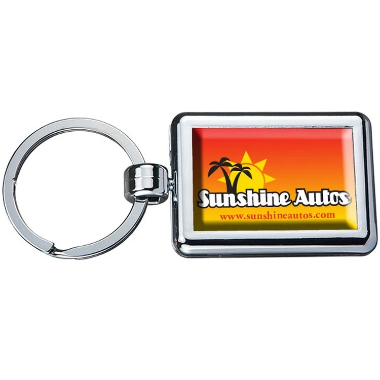 Two Sided Budget Chrome Plated Domed Keytag Rectangle 1