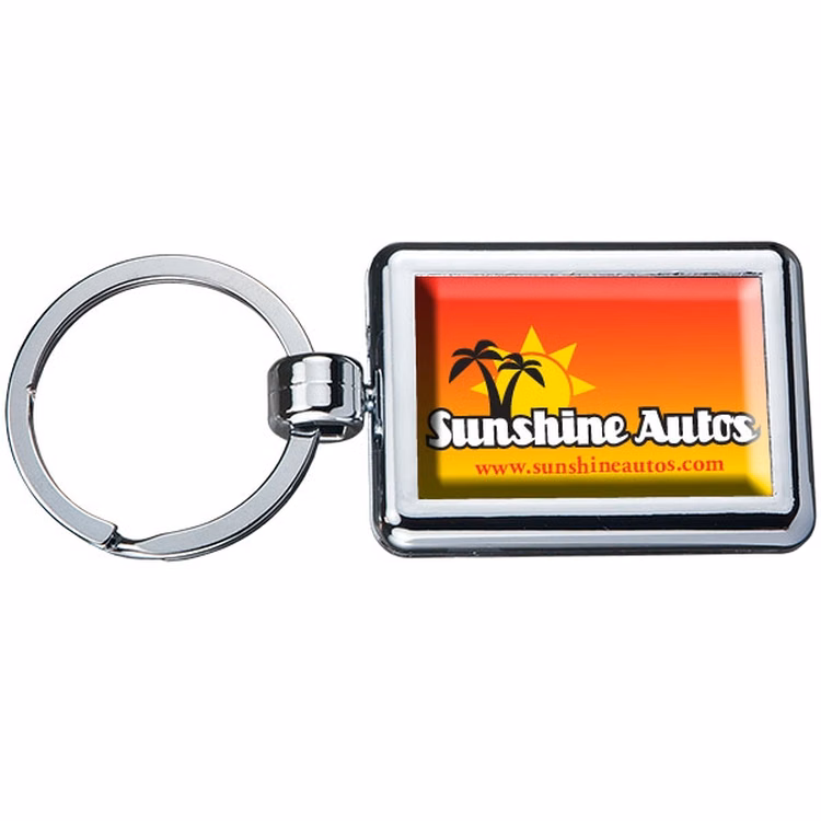 Two Sided Budget Chrome Plated Domed Keytag Rectangle