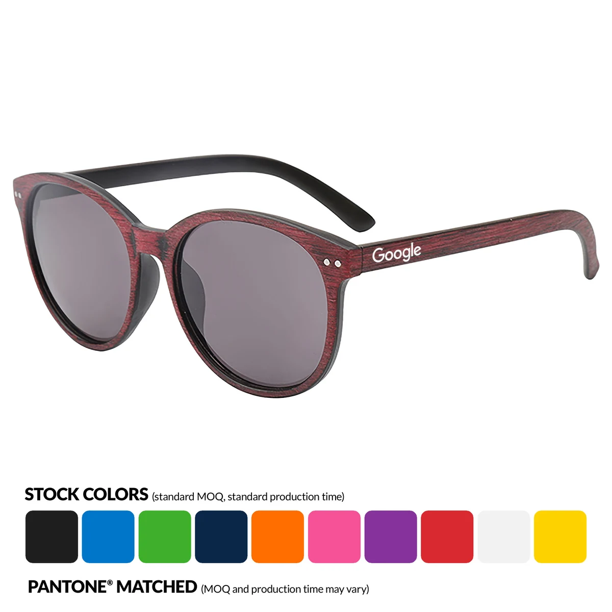Brushed Wood with Dark Lenses Promotional Sunglasses w/ 1color imprint 1