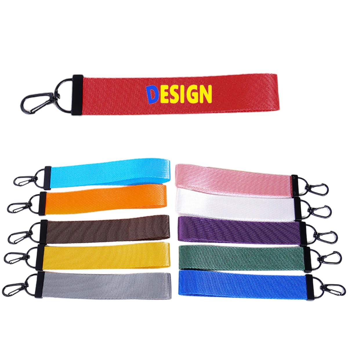 Plain Color Ribbon Keychain Lanyard 1