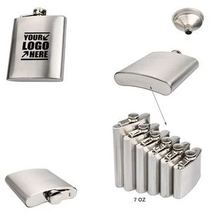 7oz Stainless Steel Flask With Tightly Sealed Cap, custom water bottle with logo imprint 1