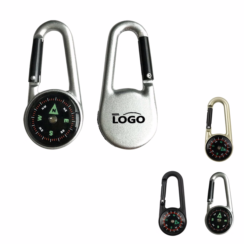 Metal Carabiner Compass Keychain For Outdoors