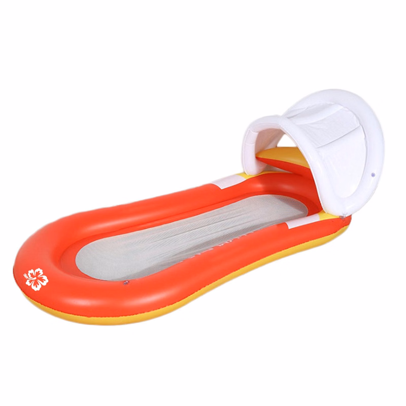 Inflatable Floating Bed With Pillow W/Awning