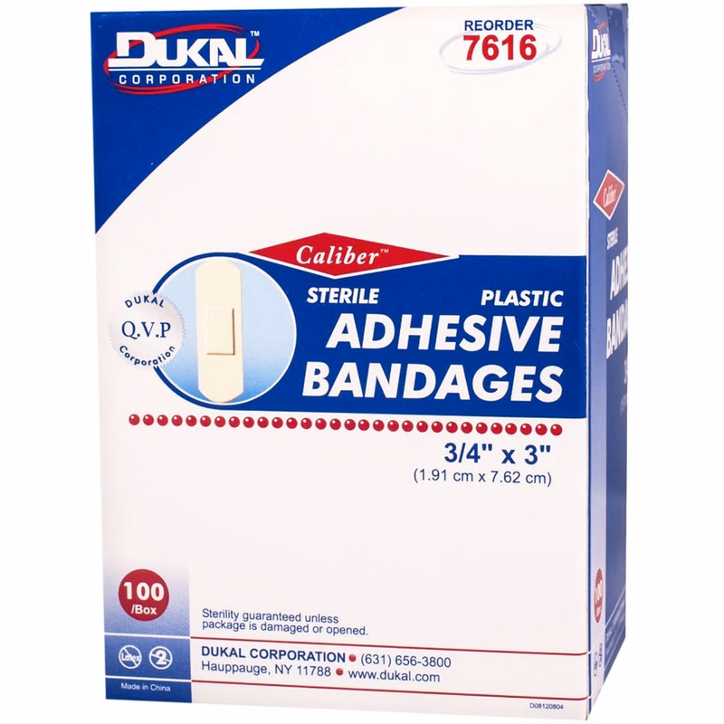 Adhesive Bandages - Plastic Sterile 100 Count 0.75" x 3"