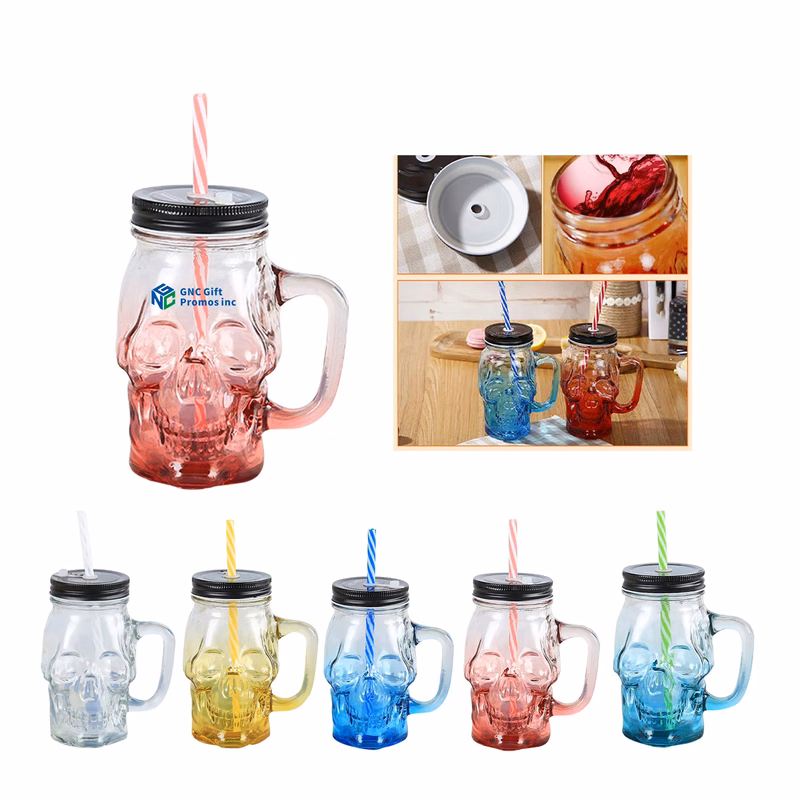 Creative glass cup with lid and straw 17OZ