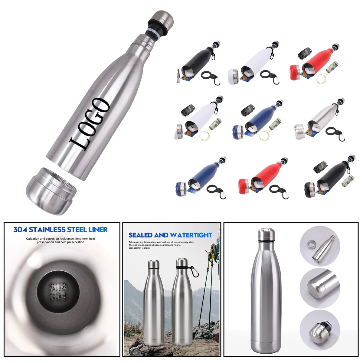 26 oz Stainless Steel Coke Bottle, custom water bottle with logo imprint 1