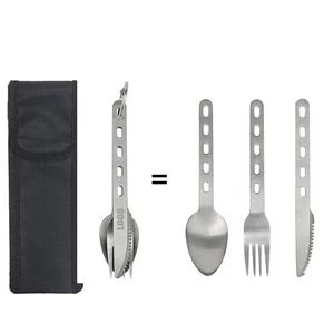 3 in 1 Stainless Steel Flatware Utensil Spoon Fork Knife With Pouch 1