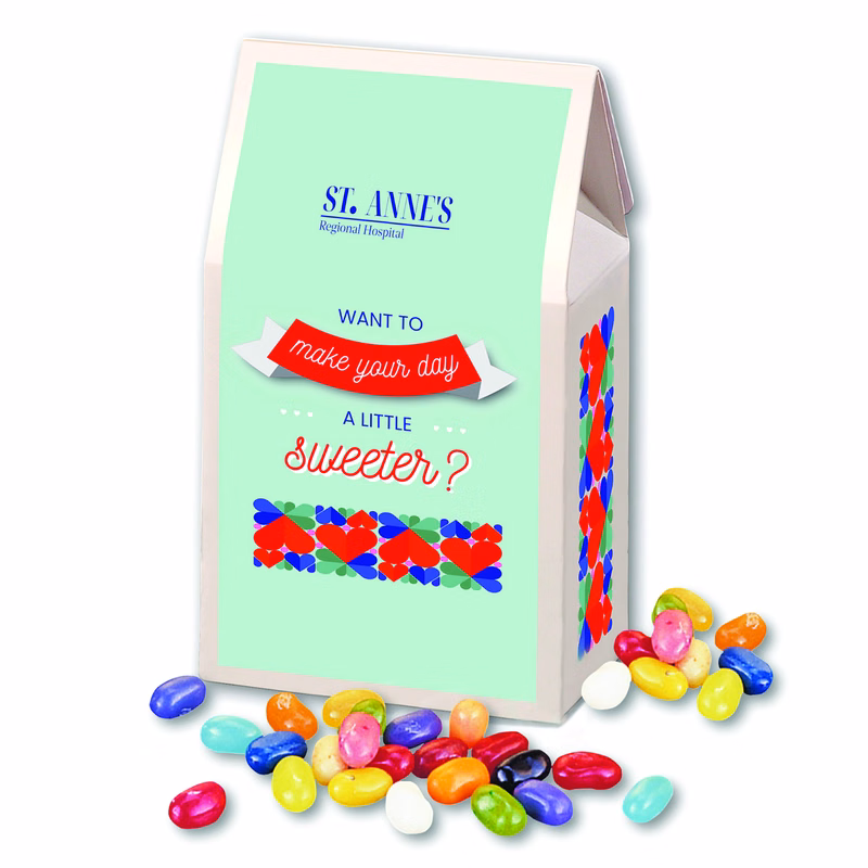 Jelly Belly Jelly Beans in Gable Top Gift Box with Full Color Imprint