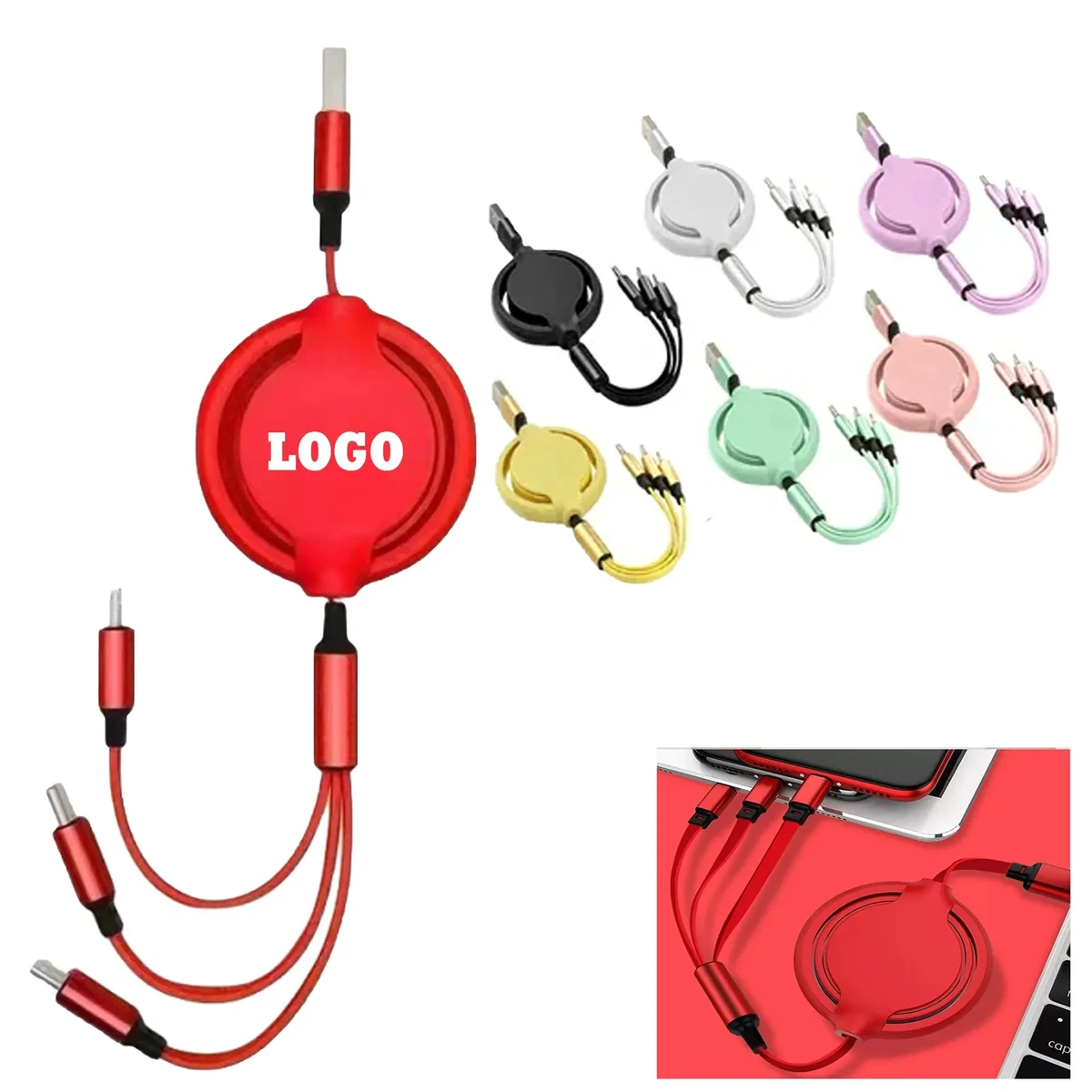 Retractable Portable 3-in-1 Charging Cable 1