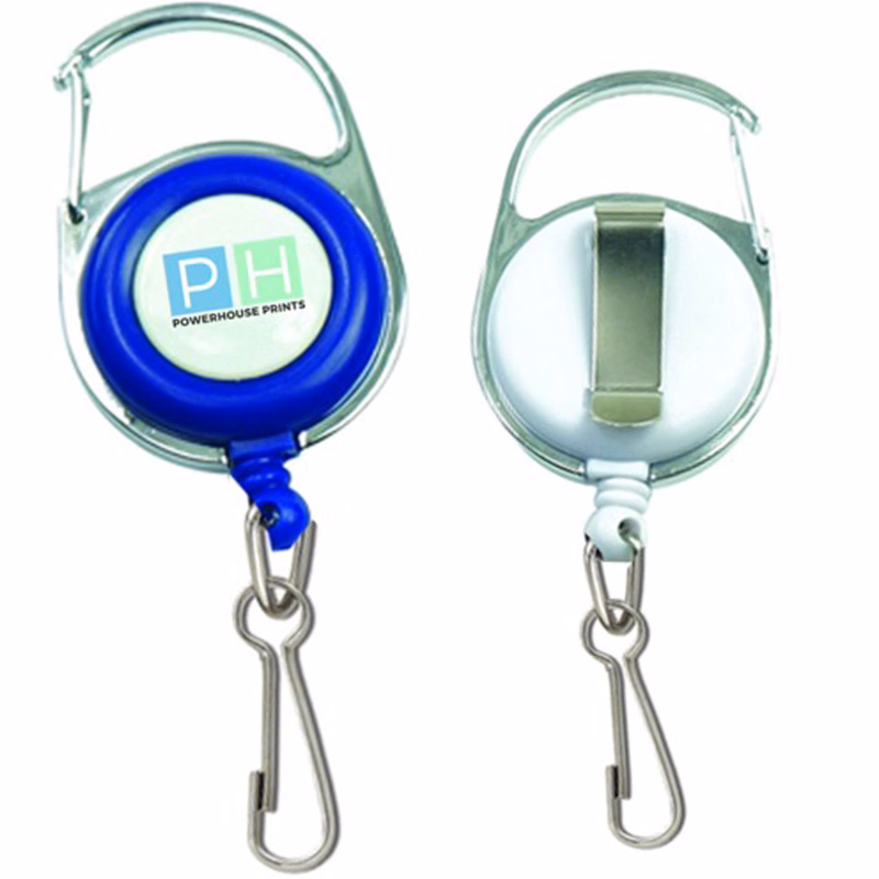 Retractable Carabiner Badge Reel w/ J-Hook & Belt clip