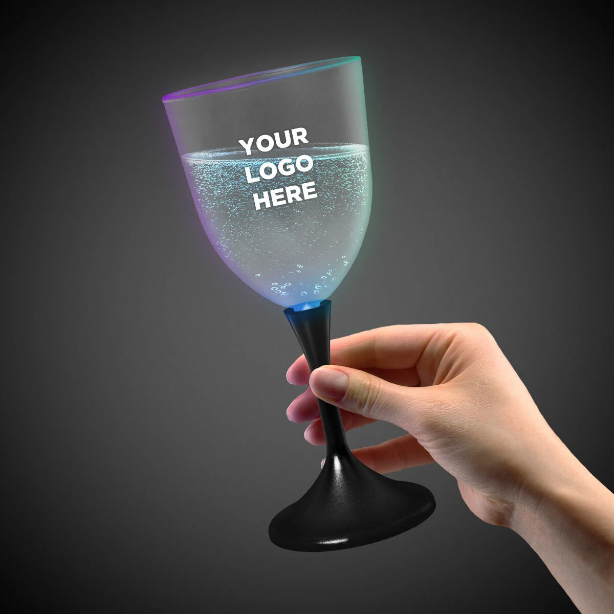 Light Up Frosted Wine Glass with White Stem - 10 Ounce 1