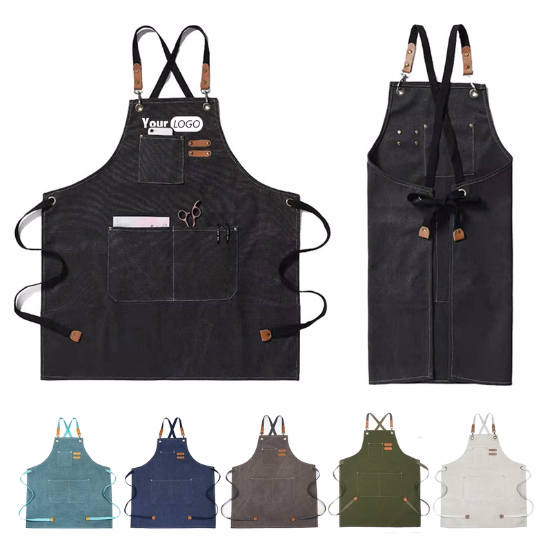 Heavy Duty Canvas Cross Back Apron With Pockets