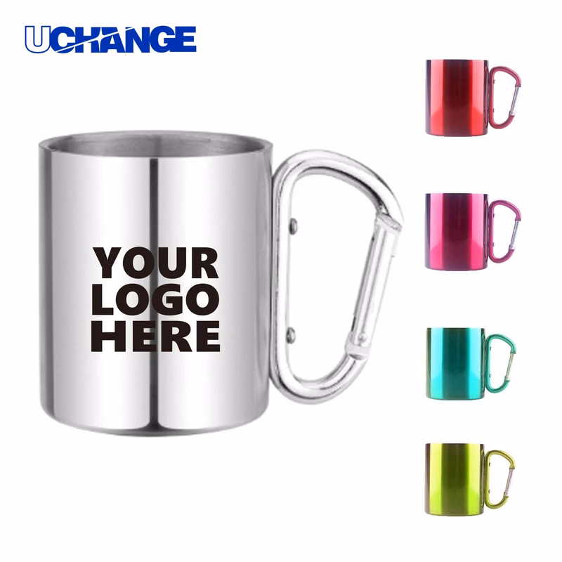 7oz Stainless Steel Camping Coffee Mug with Carabiner