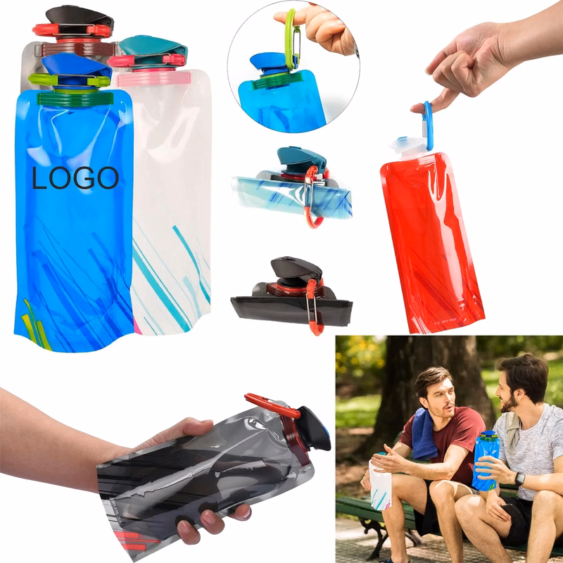 24oz Large Foldable Water Bottle with Leakproof Lid
