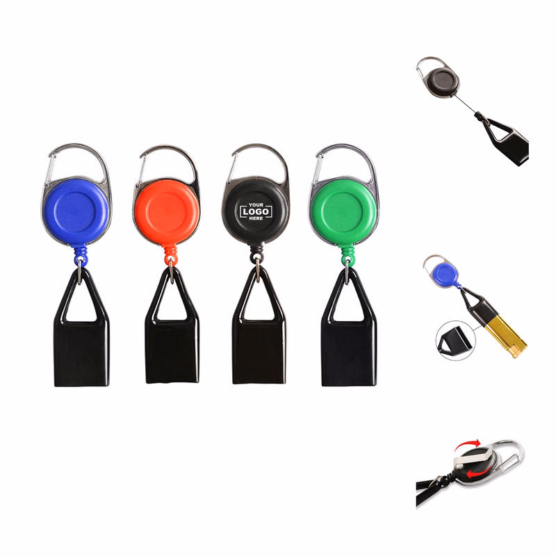 Round Carabiner Badge Reel with Belt Clip Pen Holder